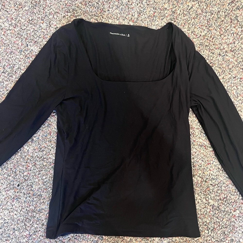Abercrombie Soft Matte Seamless Long-Sleeve Squareneck Top Black XL